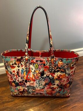 Christian Louboutin Multicolor Collage Patent Weekender with Red Panel